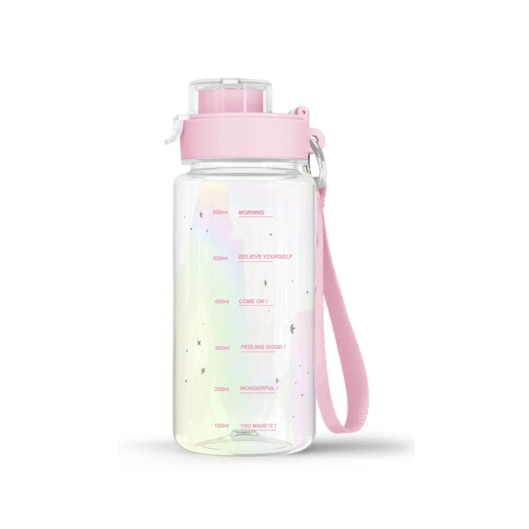 Holographic Series Plastic Bottle with Strap (640mL)(Pink)