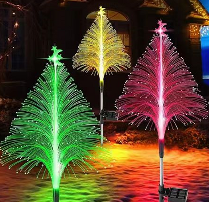 Solar fiber Christmas tree with stars (Random Colors)