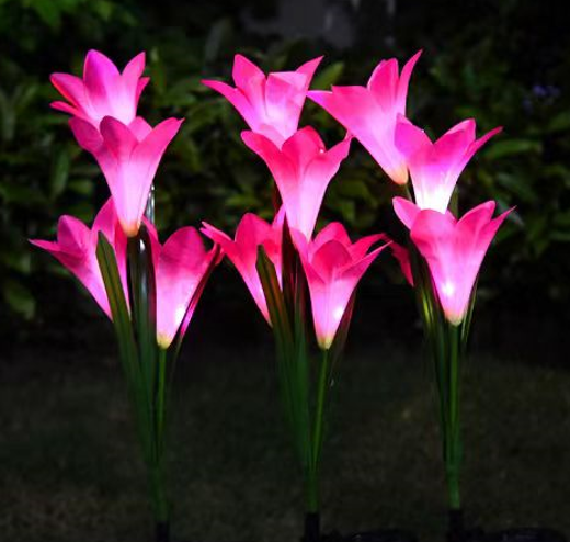 Solar powered four headed lily (Random Colors)