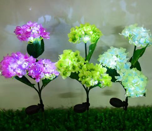 Solar powered hydrangea flower (Random Colors)