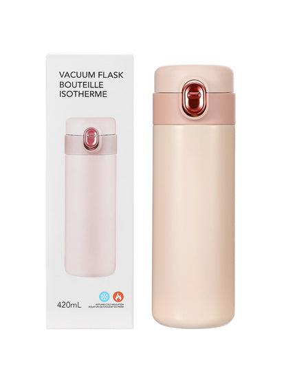 Insulation Bottle with Spring Buckle Cover 420ml (Pink)