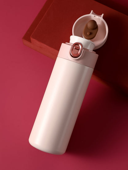 Insulation Bottle with Spring Buckle Cover 420ml (Pink)
