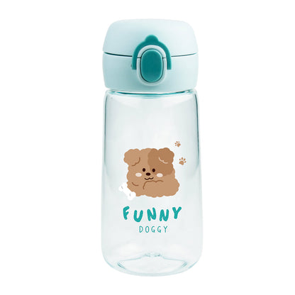 Plastic Cool Water Bottle with One-Touch Flip Top Lid and Handle (510mL)(Dog)