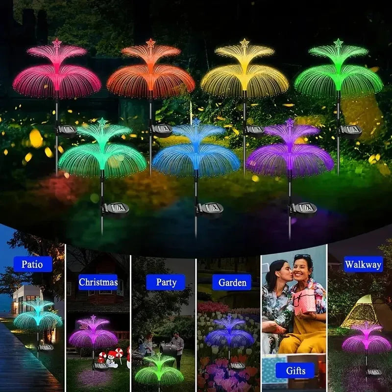Solar powered double layer jellyfish lamp with stars