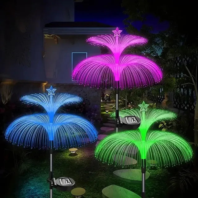 Solar powered double layer jellyfish lamp with stars