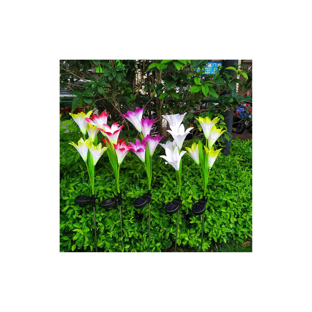 Solar powered four headed calla lily (Random Colors)