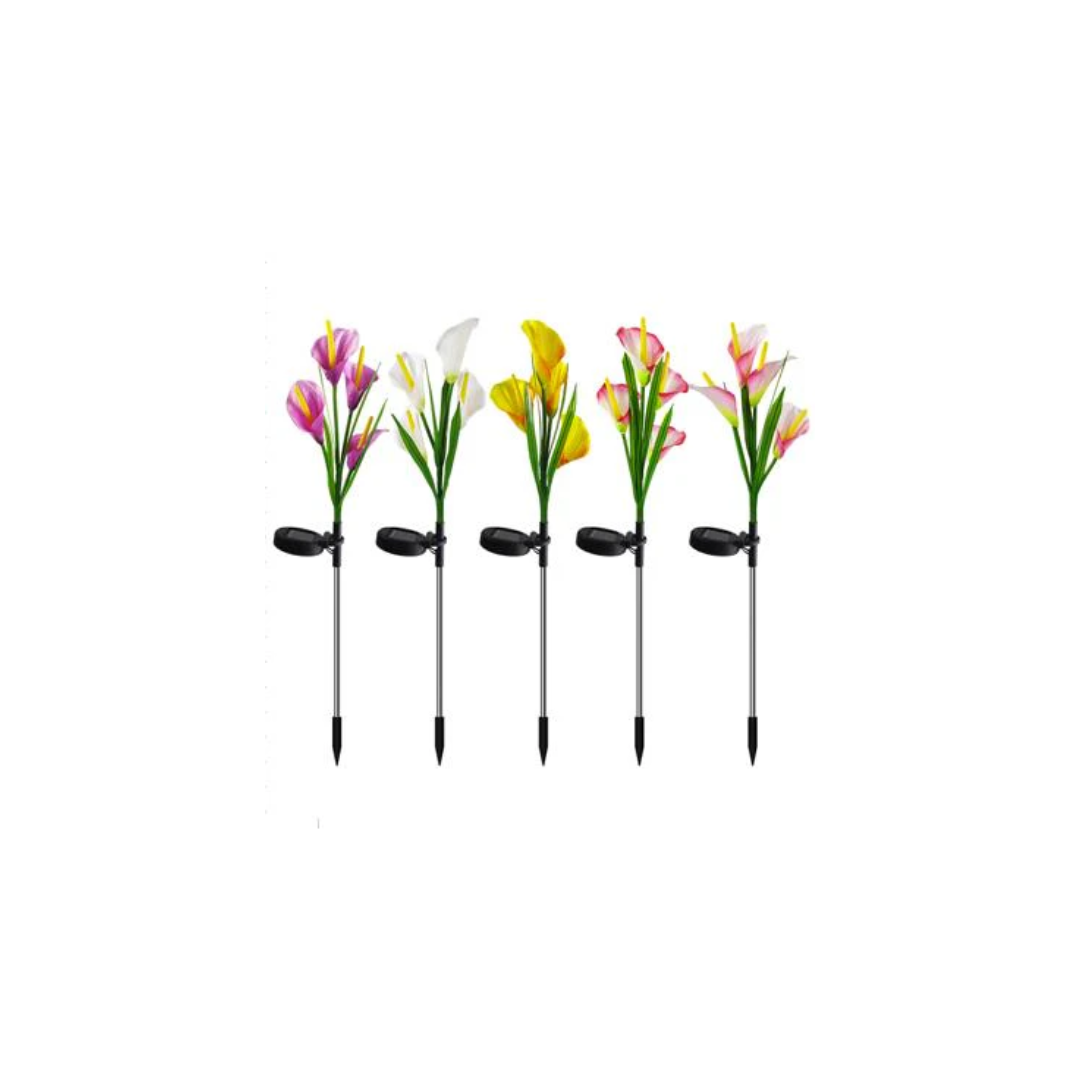Solar powered four headed calla lily (Random Colors)